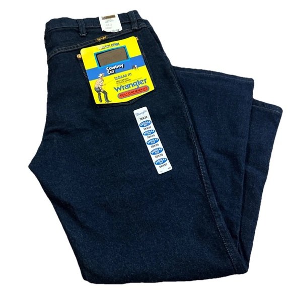 Wrangler Other - Wrangler Mens Cowboy Cut Bootcut Stretch Regular Fit Jeans 38 x 30 New DARK BLUE